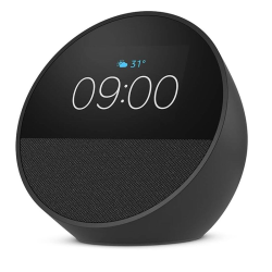 Echo Spot (2024 release), Smart alarm clock with vibrant sound + Alexa, Black